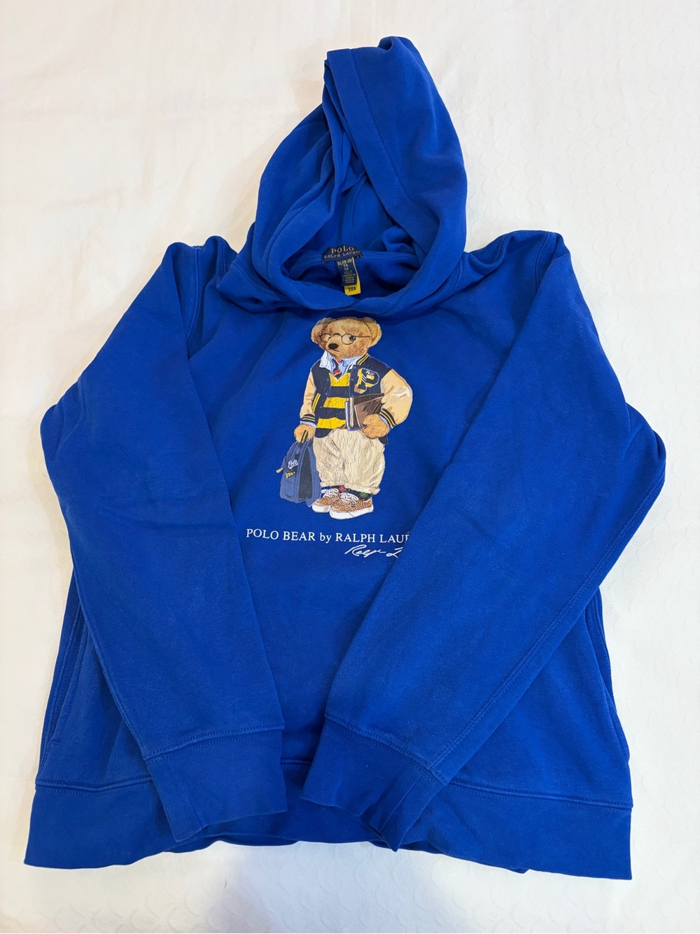 Ralph Lauren Polo Bear Crewneck Hoodie - Blue with Multi-Color Bear Graphic